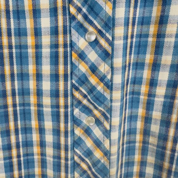 Vintage Prior Western Skacket Plaid Faux Shearling Lined Pearl Snap Workwear 38 - Picture 14 of 15